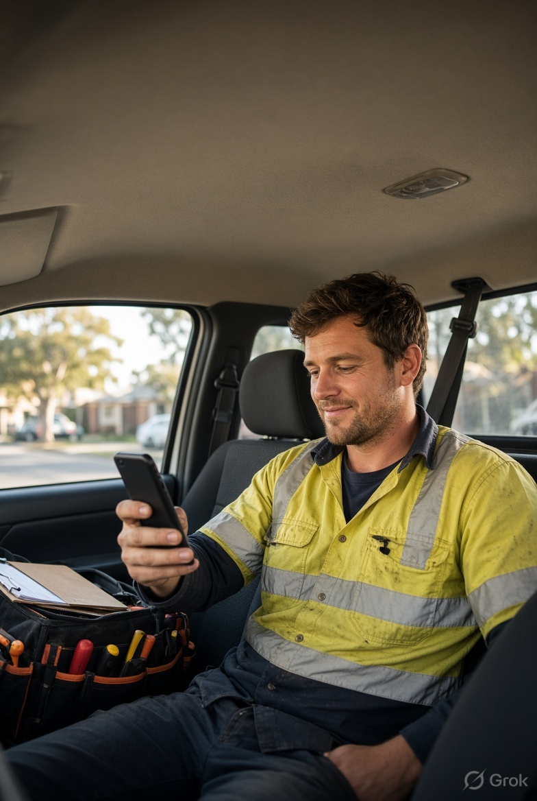 Tradie quoting a job from the front seat of his ute